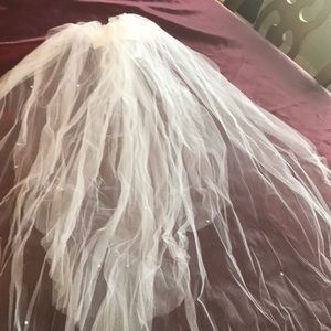 White Netting Veil with Jewel Stones